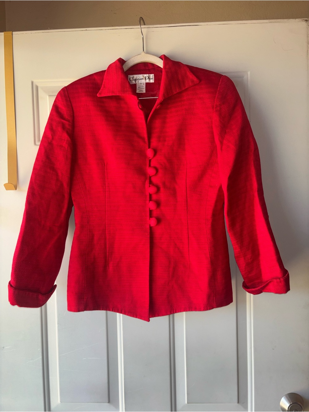 Christian Dior red textured jacket blazer size 6